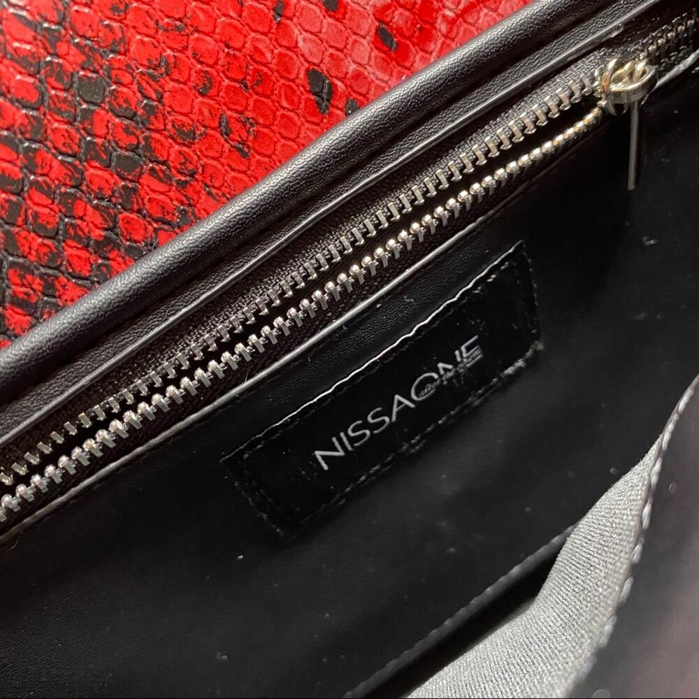 Nissa One Red Black Snake Print Crossbody Bag - Picture 9 of 9